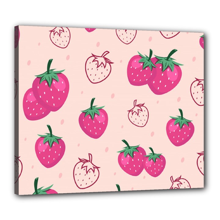 Seamless-strawberry-fruit-pattern-background Canvas 24  x 20  (Stretched)