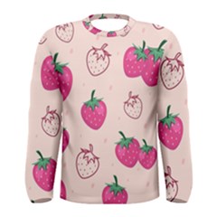 Seamless-strawberry-fruit-pattern-background Men s Long Sleeve Tee