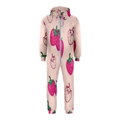 Seamless-strawberry-fruit-pattern-background Hooded Jumpsuit (kids)