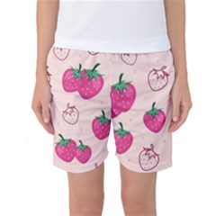 Seamless-strawberry-fruit-pattern-background Women s Basketball Shorts by Salman4z