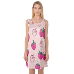 Seamless-strawberry-fruit-pattern-background Sleeveless Satin Nightdress by Salman4z