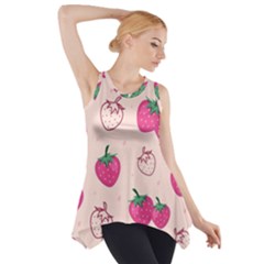 Seamless-strawberry-fruit-pattern-background Side Drop Tank Tunic by Salman4z