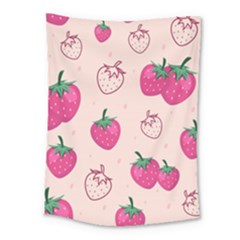 Seamless-strawberry-fruit-pattern-background Medium Tapestry