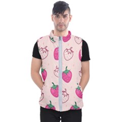 Seamless-strawberry-fruit-pattern-background Men s Puffer Vest