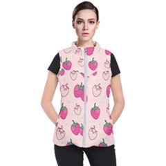 Seamless-strawberry-fruit-pattern-background Women s Puffer Vest