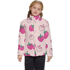 Seamless-strawberry-fruit-pattern-background Kids  Puffer Bubble Jacket Coat by Salman4z