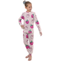 Seamless-strawberry-fruit-pattern-background Kids  Long Sleeve Set 