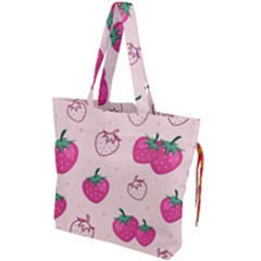 Seamless-strawberry-fruit-pattern-background Drawstring Tote Bag by Salman4z