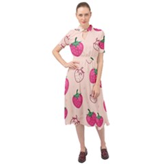 Seamless-strawberry-fruit-pattern-background Keyhole Neckline Chiffon Dress by Salman4z