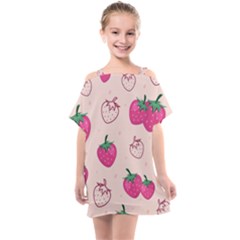 Seamless-strawberry-fruit-pattern-background Kids  One Piece Chiffon Dress by Salman4z