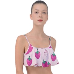 Seamless-strawberry-fruit-pattern-background Frill Bikini Top by Salman4z