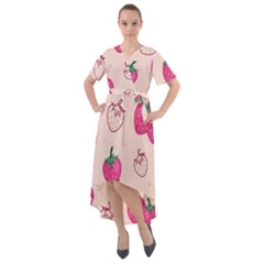 Seamless-strawberry-fruit-pattern-background Front Wrap High Low Dress by Salman4z