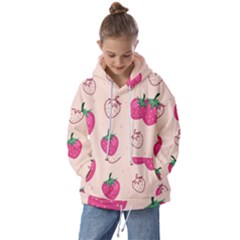 Seamless-strawberry-fruit-pattern-background Kids  Oversized Hoodie