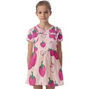 Seamless-strawberry-fruit-pattern-background Kids  Short Sleeve Pinafore Style Dress View1