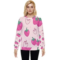 Seamless-strawberry-fruit-pattern-background Hidden Pocket Sweatshirt