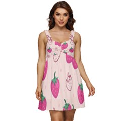 Seamless-strawberry-fruit-pattern-background Ruffle Strap Babydoll Chiffon Dress by Salman4z