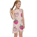 Seamless-strawberry-fruit-pattern-background Kids  Halter Collar Waist Tie Chiffon Dress View3