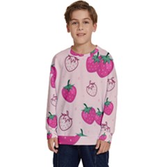 Seamless-strawberry-fruit-pattern-background Kids  Long Sleeve Jersey