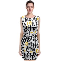 Letters-pattern Sleeveless Velvet Midi Dress