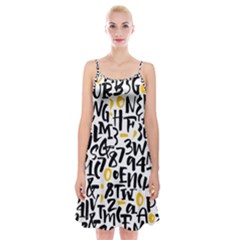 Letters-pattern Spaghetti Strap Velvet Dress