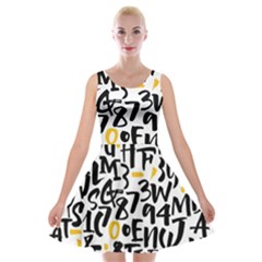 Letters-pattern Velvet Skater Dress