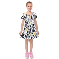 Letters-pattern Kids  Short Sleeve Velvet Dress