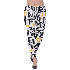 Letters-pattern Velvet Leggings