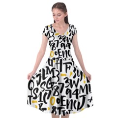 Letters-pattern Cap Sleeve Wrap Front Dress by Salman4z