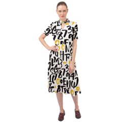 Letters-pattern Keyhole Neckline Chiffon Dress by Salman4z