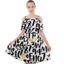 Letters-pattern Cut Out Shoulders Chiffon Dress View1