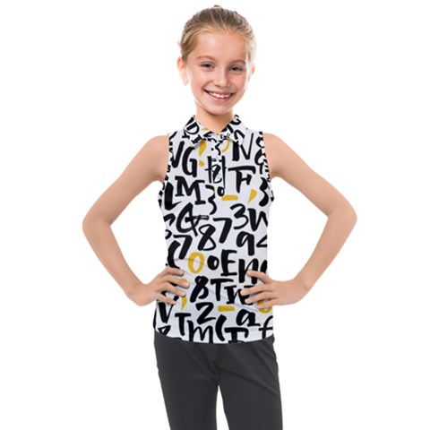 Letters-pattern Kids  Sleeveless Polo Tee by Salman4z