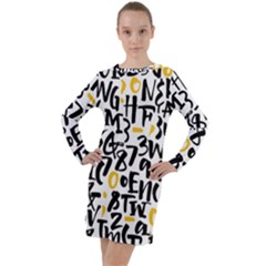 Letters-pattern Long Sleeve Hoodie Dress