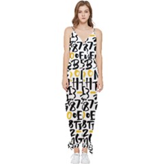 Letters-pattern Sleeveless Tie Ankle Chiffon Jumpsuit by Salman4z