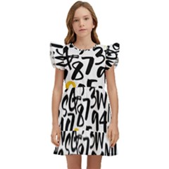 Letters-pattern Kids  Winged Sleeve Dress by Salman4z