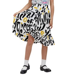 Letters-pattern Kids  Ruffle Flared Wrap Midi Skirt by Salman4z