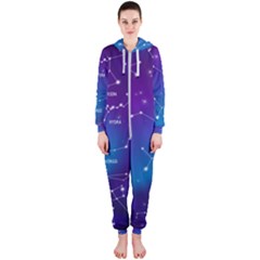 Realistic-night-sky-poster-with-constellations Hooded Jumpsuit (ladies)