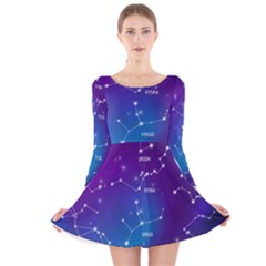 Realistic-night-sky-poster-with-constellations Long Sleeve Velvet Skater Dress