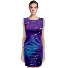 Realistic-night-sky-poster-with-constellations Sleeveless Velvet Midi Dress