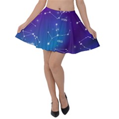 Realistic-night-sky-poster-with-constellations Velvet Skater Skirt