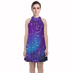 Realistic-night-sky-poster-with-constellations Velvet Halter Neckline Dress 