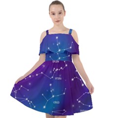 Realistic-night-sky-poster-with-constellations Cut Out Shoulders Chiffon Dress by Salman4z