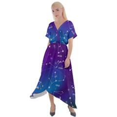 Realistic-night-sky-poster-with-constellations Cross Front Sharkbite Hem Maxi Dress by Salman4z