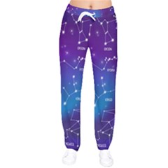 Realistic-night-sky-poster-with-constellations Women Velvet Drawstring Pants