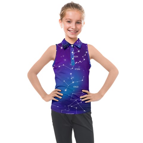 Realistic-night-sky-poster-with-constellations Kids  Sleeveless Polo Tee by Salman4z