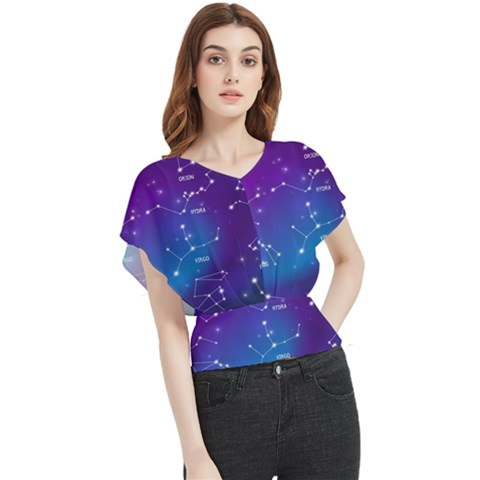 Realistic-night-sky-poster-with-constellations Butterfly Chiffon Blouse by Salman4z