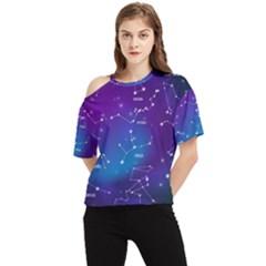 Realistic-night-sky-poster-with-constellations One Shoulder Cut Out Tee by Salman4z