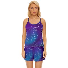 Realistic-night-sky-poster-with-constellations Satin Pajama Short Set by Salman4z