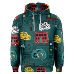 Seamless-pattern-hand-drawn-with-vehicles-buildings-road Men s Overhead Hoodie