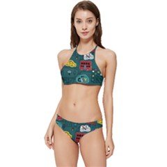 Seamless-pattern-hand-drawn-with-vehicles-buildings-road Banded Triangle Bikini Set by Salman4z