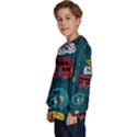 Seamless-pattern-hand-drawn-with-vehicles-buildings-road Kids  Long Sleeve Jersey View2